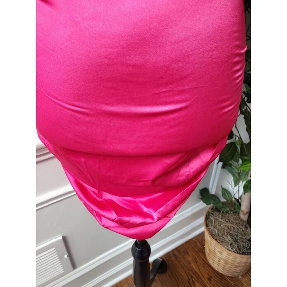 Pink Women's Solid Polyester Mock Neck Sleeveless Knee Length Dress Size Small - Picture 4 of 10